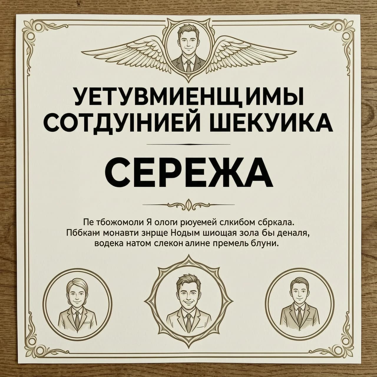создай грамоту увольняющемуся сотруднику с матерной шуткой зовут сережа