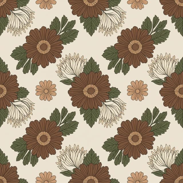 elements for creating an floral pattern (plant elements),the colors (codes) to be used: #555934, #F2E6D8, #BF9B7A, #8C5B3E, #593E2E.