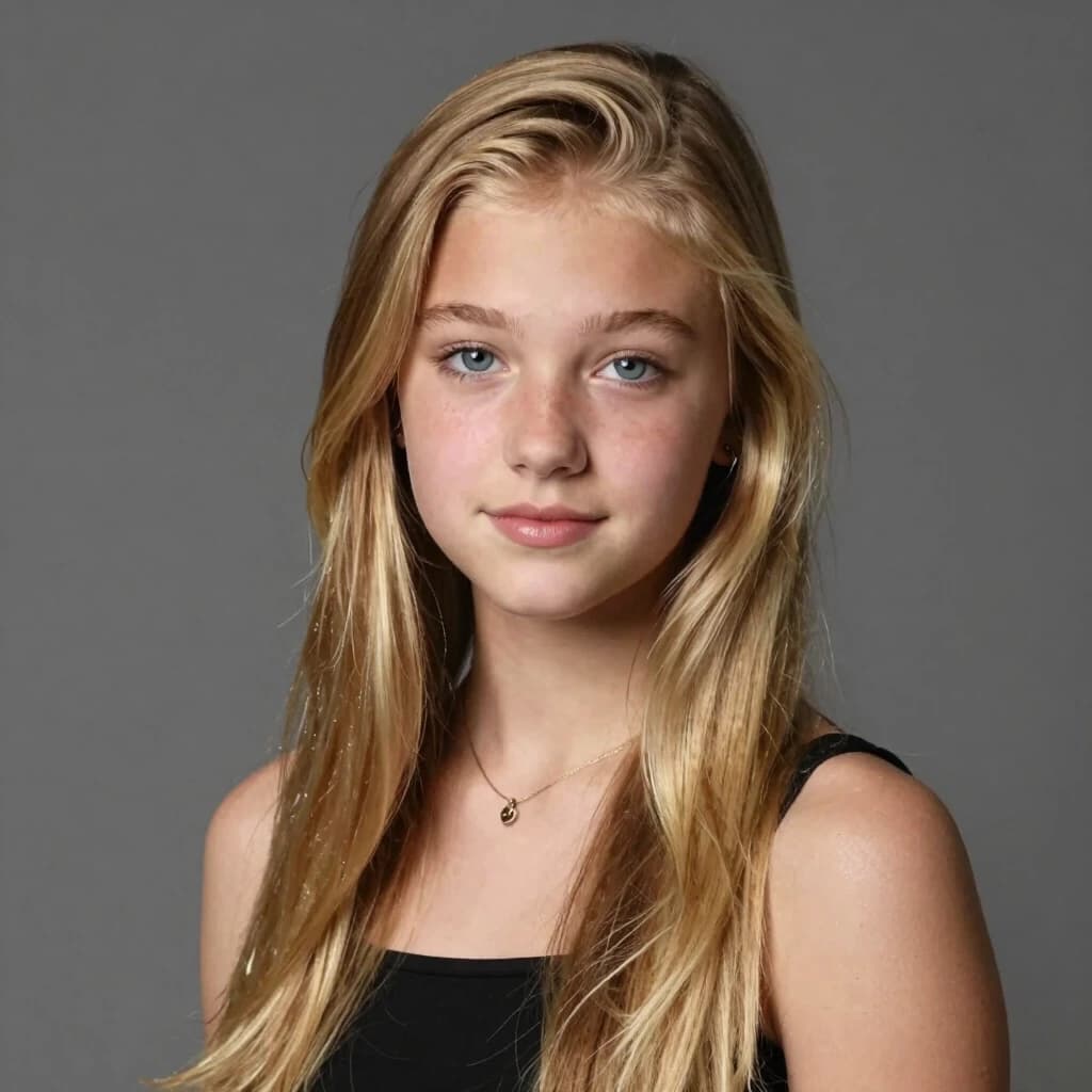 beautiful sixteen-year-old girl with long blonde hair
