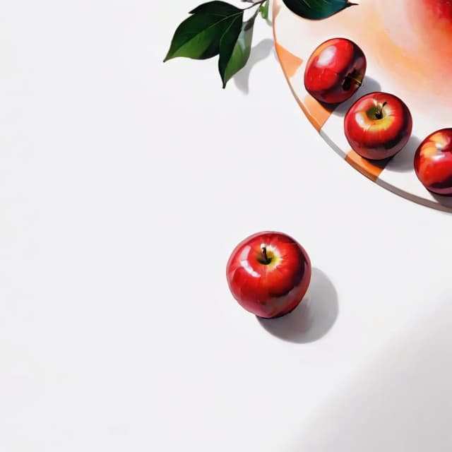 a red apple on a white table