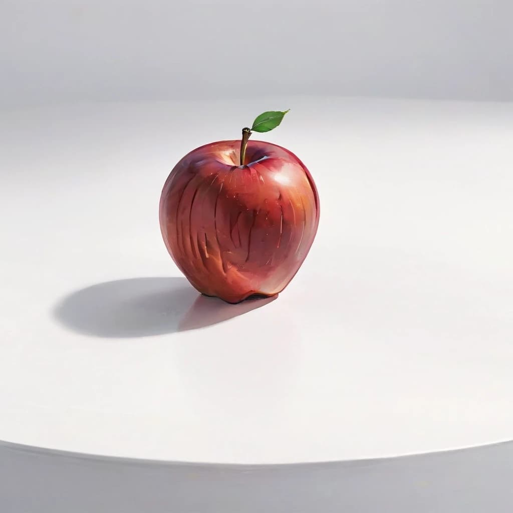 a red apple on a white table