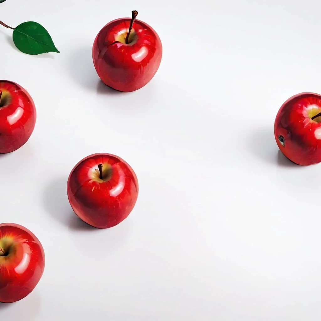 a red apple on a white table