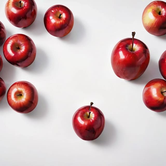 a red apple on a white table