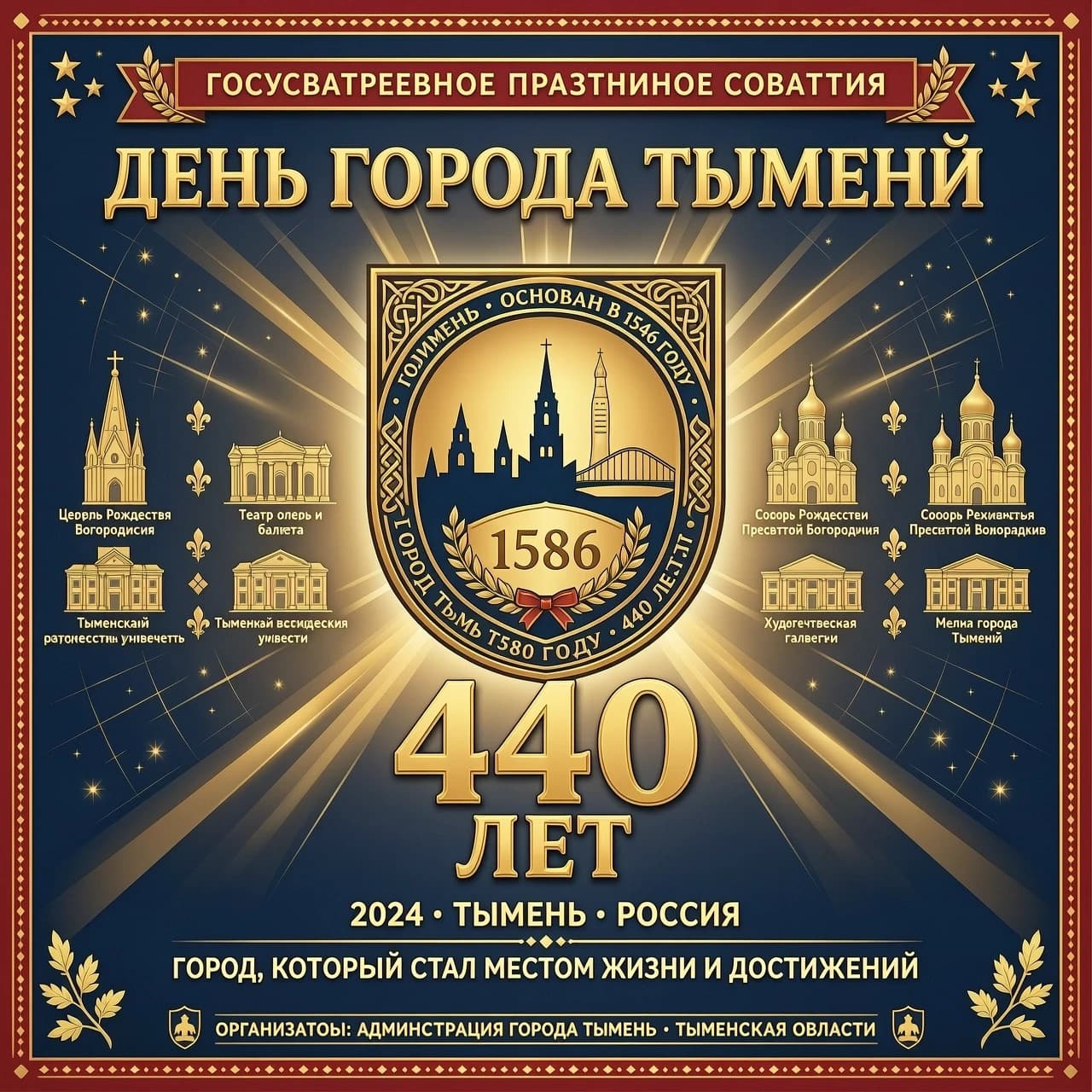 день города тюмень, 440 лет, праздничная открытка