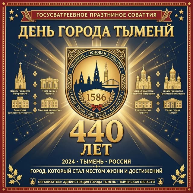 день города тюмень, 440 лет, праздничная открытка