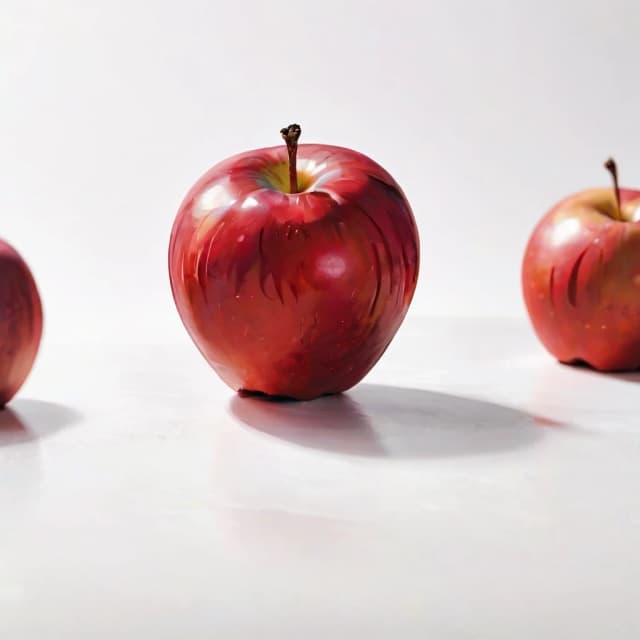 a red apple on a white table