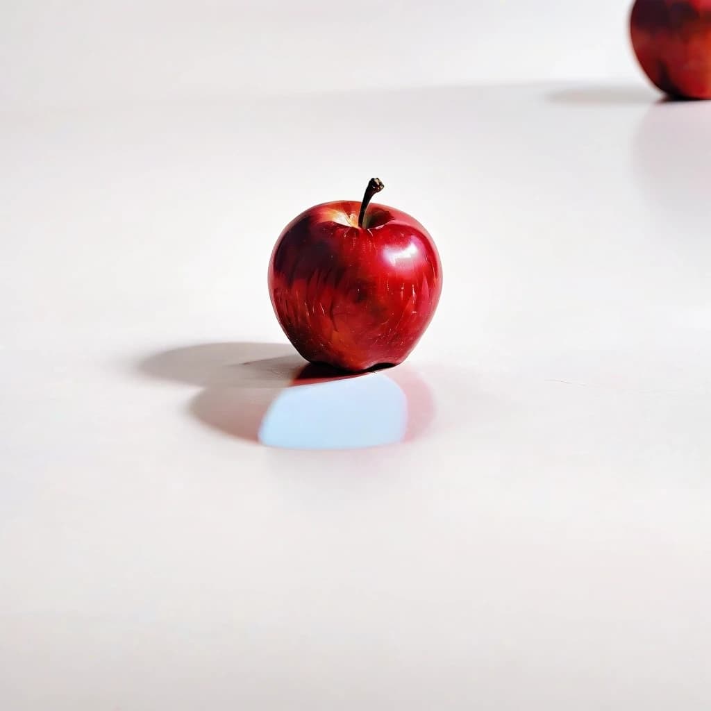 a red apple on a white table