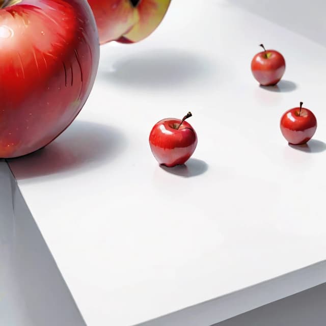a red apple on a white table