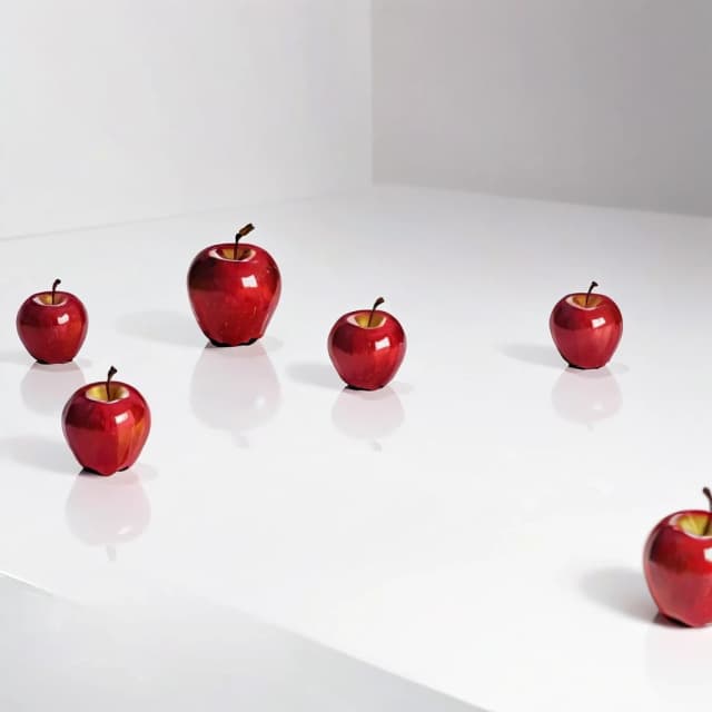 a red apple on a white table