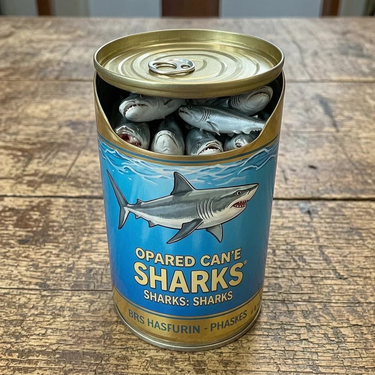 opened can of sharks