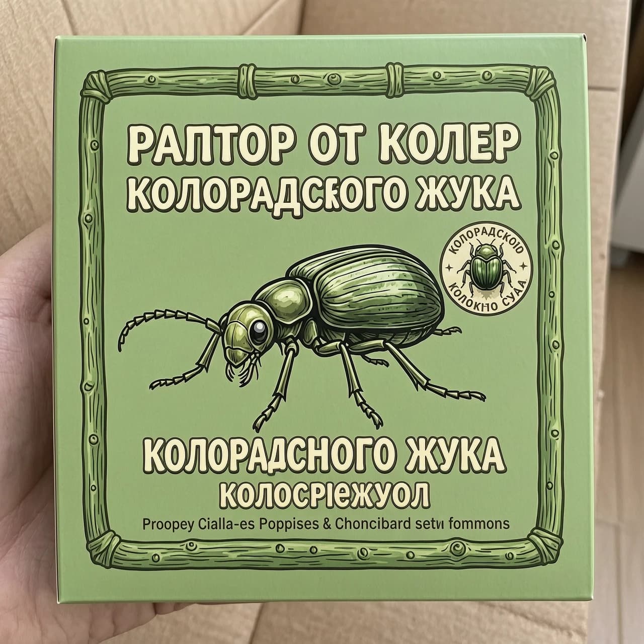 на основе моего изображения сделать изображение товара "раптор от колорадского жука" с изображением колорадского жука