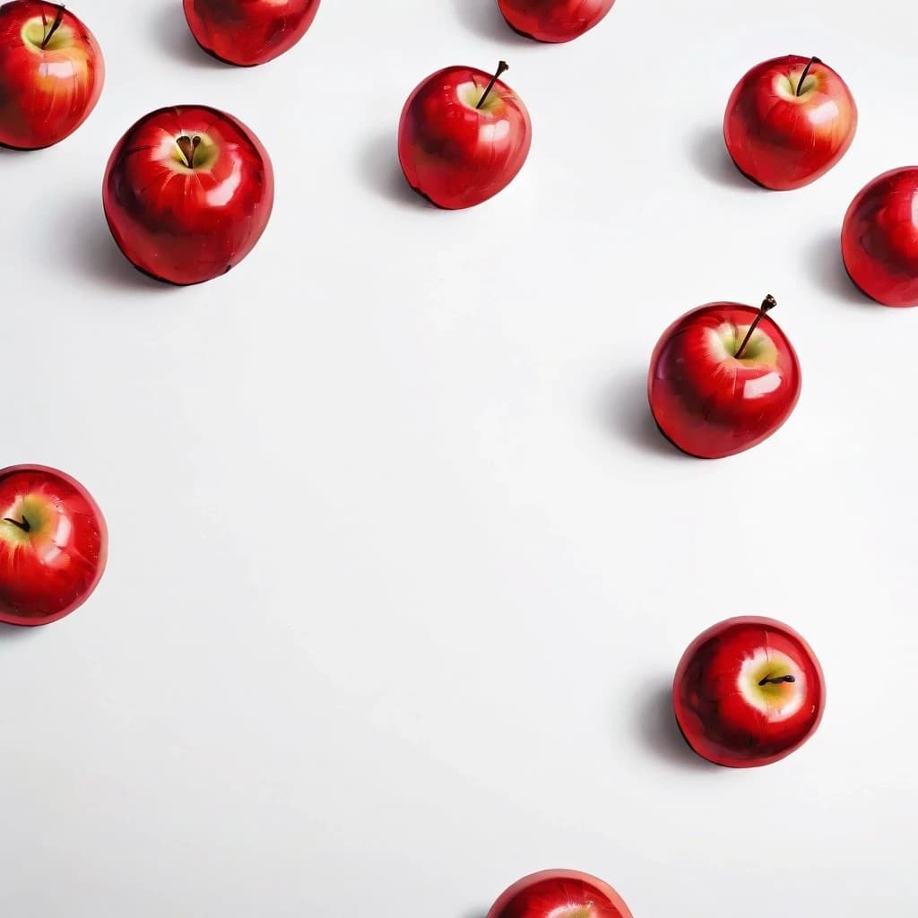 a red apple on a white table