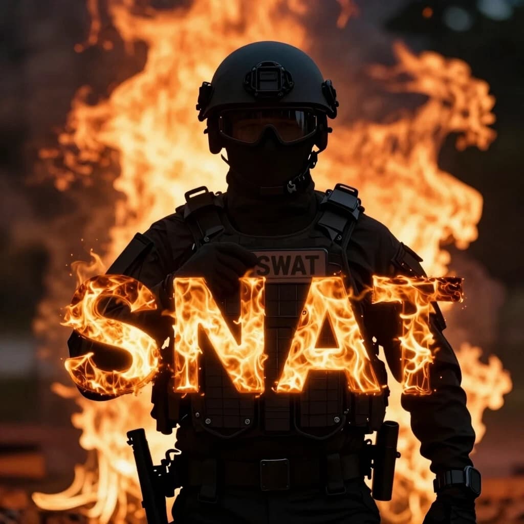 сделай картинку с надписью SWAT чтоб на заднем фоне был огонь