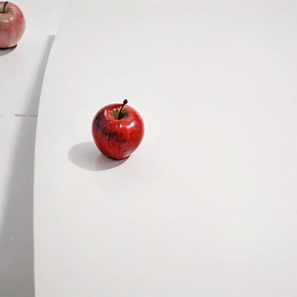 a red apple on a white table