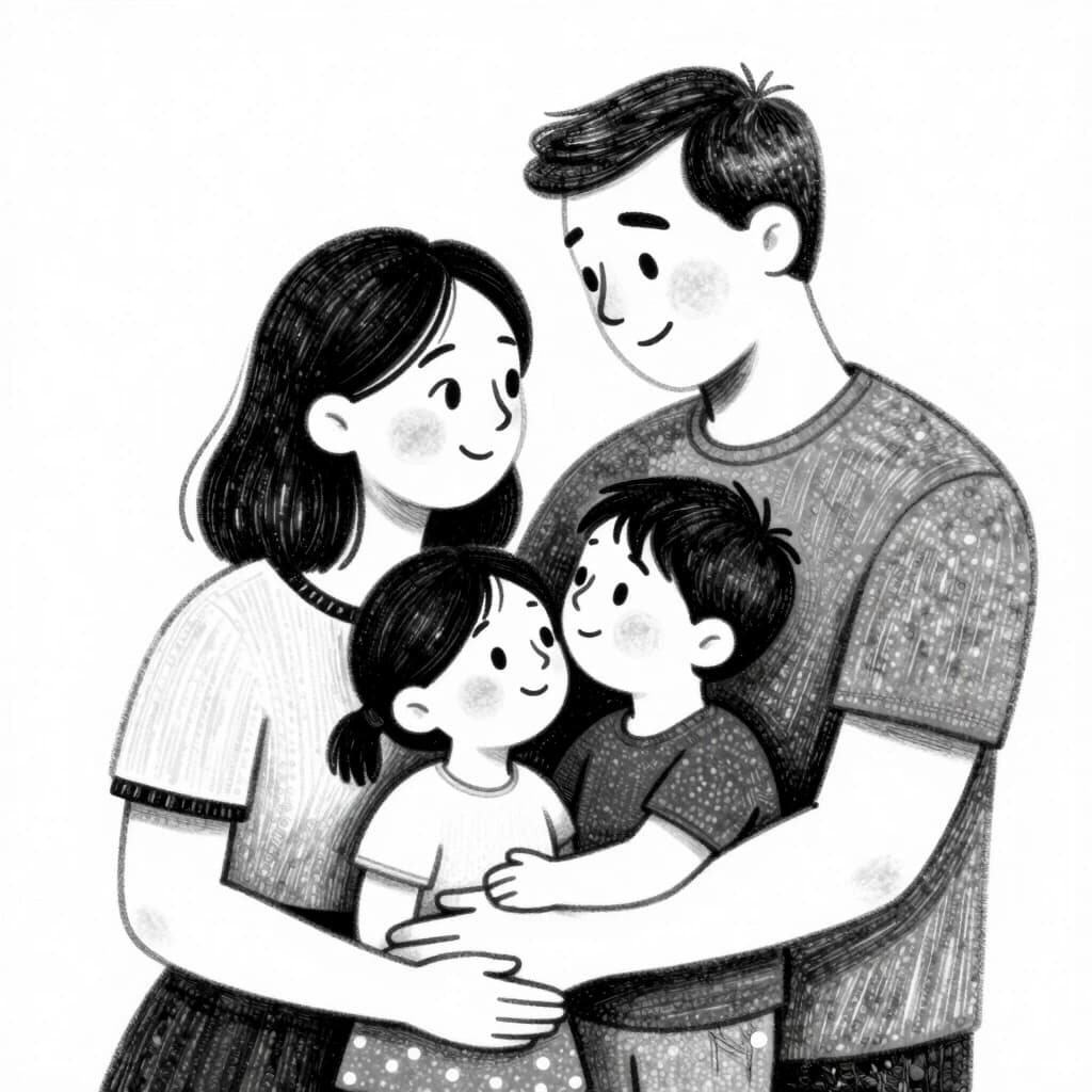 Donald Zolan's heartwarming illustration depicting …

мама,папа,семья
доброта,нежность,ласка,любовь,

UHD,прорисовка деталей,картина тушью
v.2.5