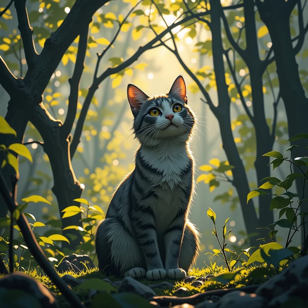 птица-кот, лес