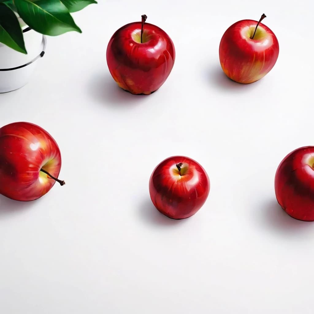 a red apple on a white table