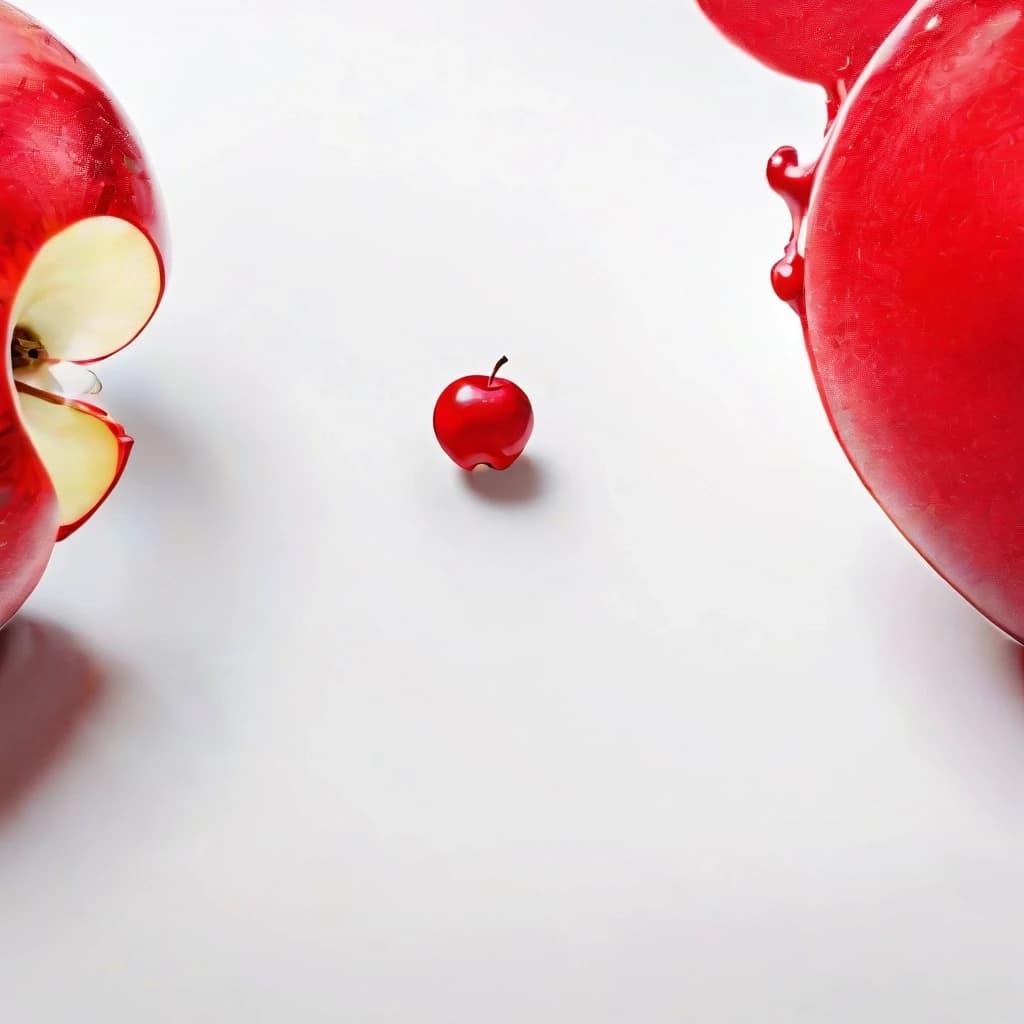 a red apple on a white table