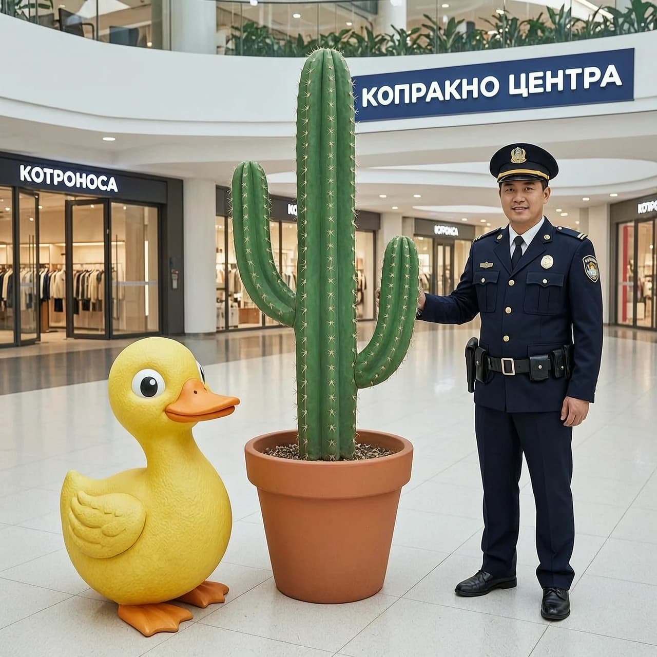 утконоса, кактуса и охранника торгового центра
