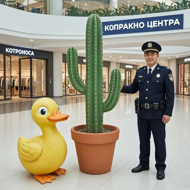 утконоса, кактуса и охранника торгового центра