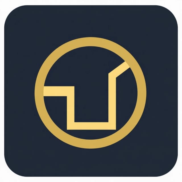"Generate a square favicon for a business consulting agency. 1:1 aspect ratio. The design is a minimalist, flat vector icon: an abstract geometric shape symbolizing partnership and growth (like interlocking rings or ascending blocks). Only 2 colors: navy gray and gold. Solid background. No photorealistic details, no complex shadows, no text. Extremely bold outlines, high contrast, scalable design suitable for 120x120 pixels. --ar 1:1"