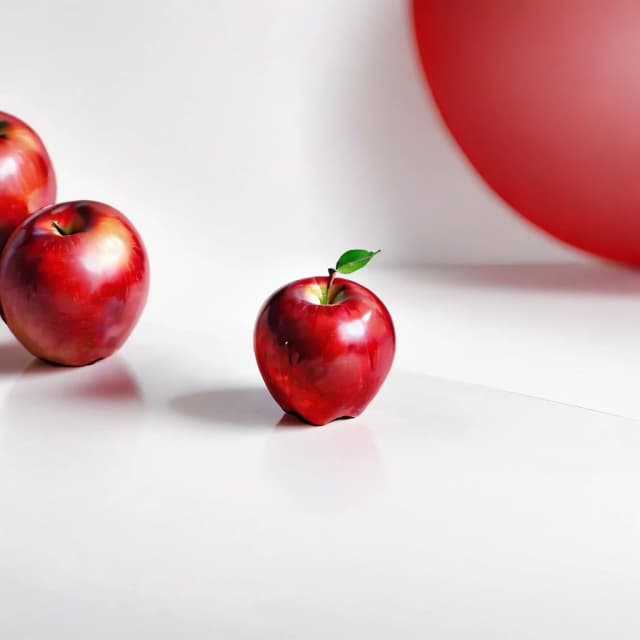 a red apple on a white table