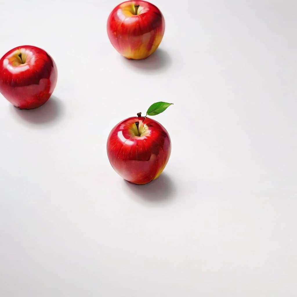 a red apple on a white table