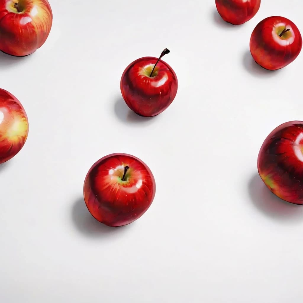a red apple on a white table