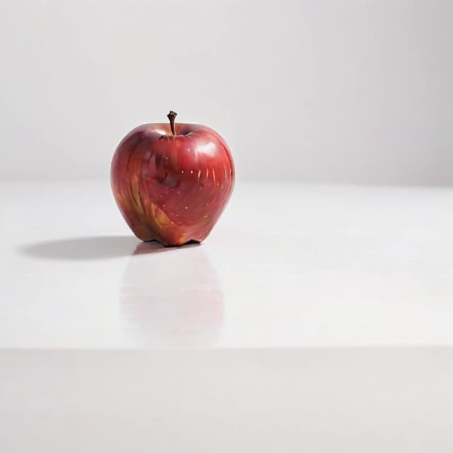 a red apple on a white table