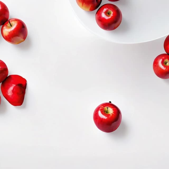 a red apple on a white table