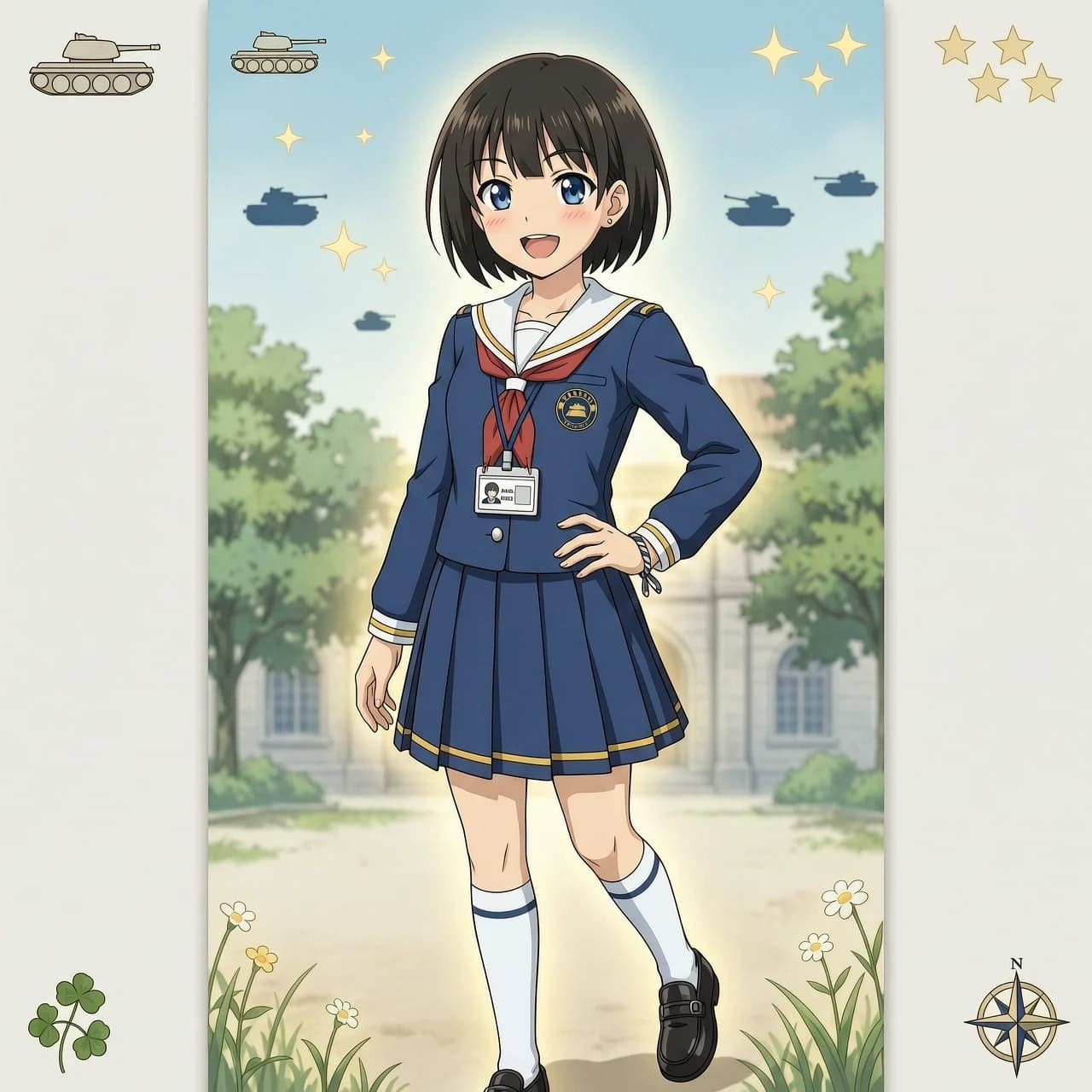 Создаю иллюстрацию с Мако Рейдзей из аниме Girls und Panzer (школа Оарай) в вертикальном формате 9:16.