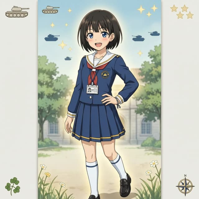 Создаю иллюстрацию с Мако Рейдзей из аниме Girls und Panzer (школа Оарай) в вертикальном формате 9:16.