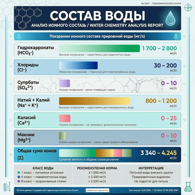 гидрокарбонаты (HCO3-) 1700-2800
хлориды (Cl-) 30-200
сульфаты (SO42-) 0-10
натрий + калий (Na+ + К+) 800-1200
кальций (Ca2+) 0-25
магний (Mg2+) 0-10
отобрази этот состав в виде инфографики