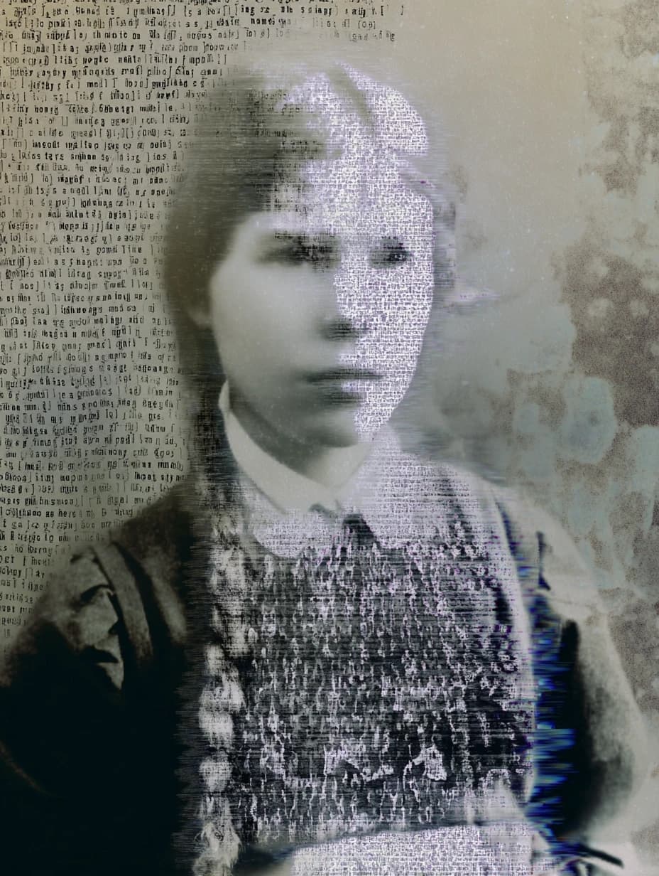 people with mental and paranormal developmental characteristics and psyker abilities of the closed educational institution, slight optical aberrations and fluctuation artifacts of physical distortions of the surrounding space, collage texture of small text from personal observation dossiers and student examination sessions, aesthetic of photographs from the late 19th and early 20th centuries --ar 3:4 --v 7.0 --stylize 100