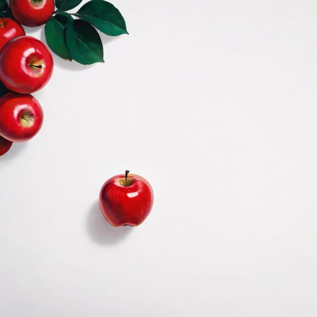 a red apple on a white table