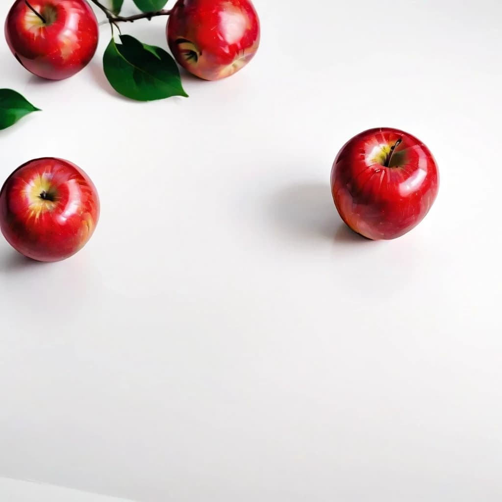 a red apple on a white table