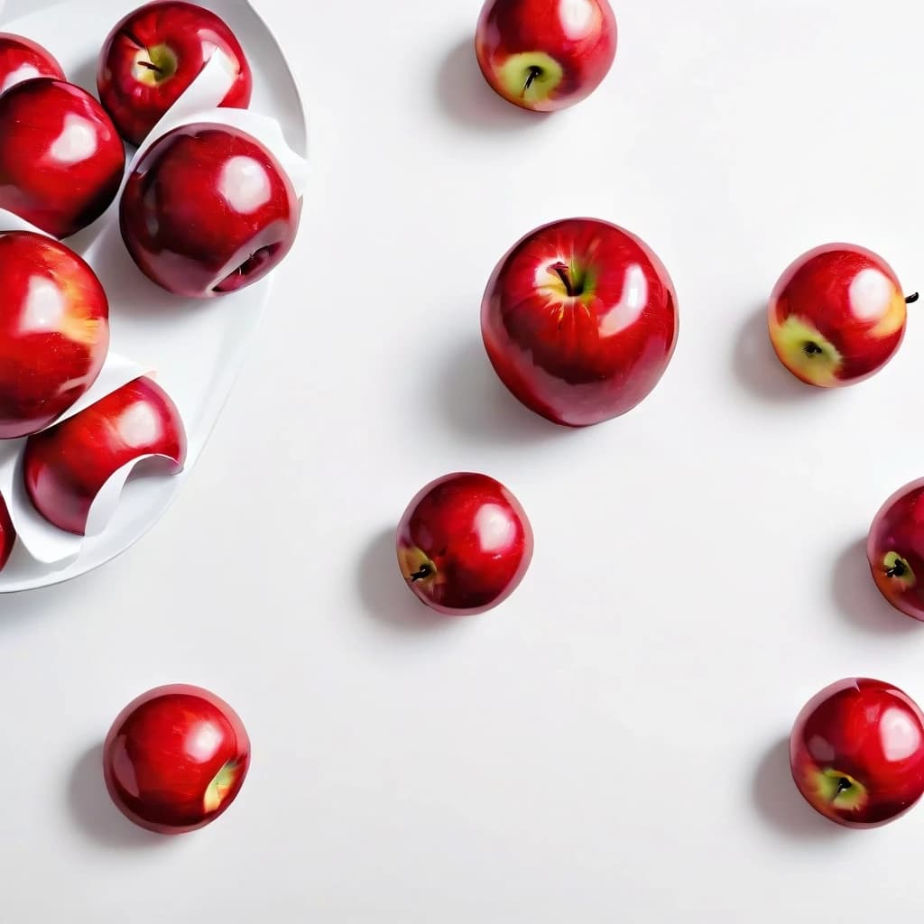 a red apple on a white table