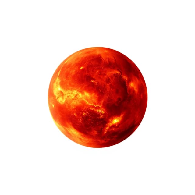Award-winning professional photo on a perfect white background. A masterpiece, stunningly beautiful. A red-hot planet with oceans of molten metal.