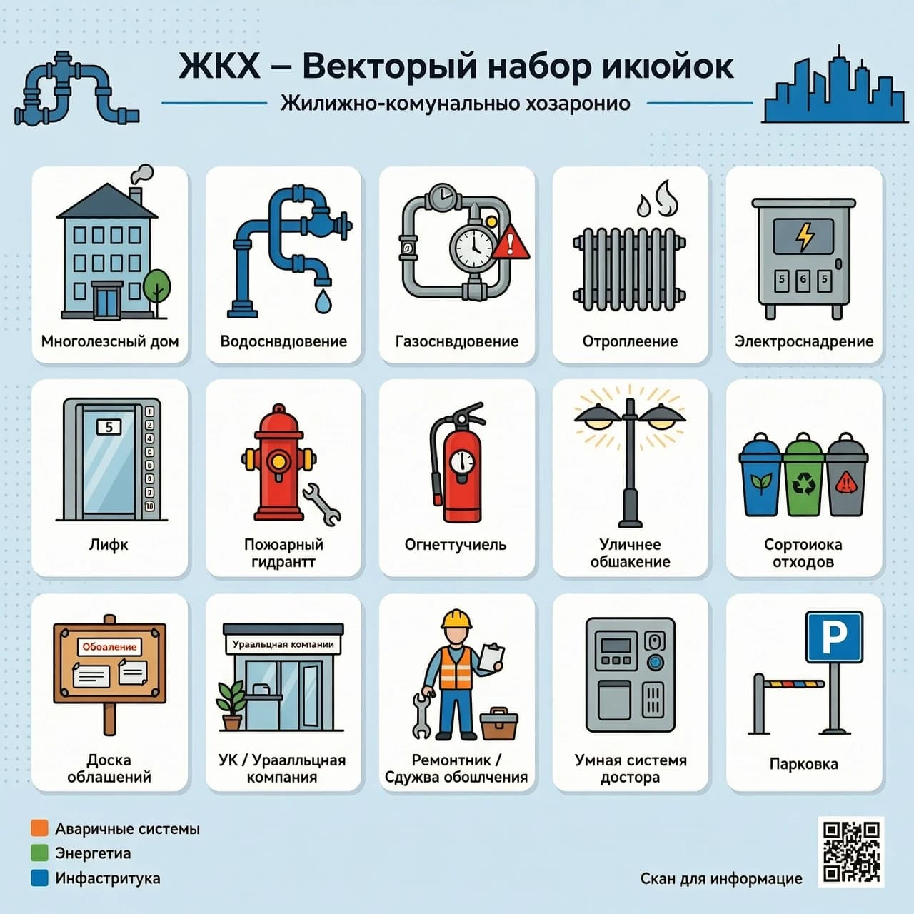 СОЗДАТЬ НАБОР ВЕКТОРНЫХ КАРТИНОК НА ТЕМУ ЖИЛИЩНО-КОММУНАЛЬНОЕ ХОЗЯЙСТВО