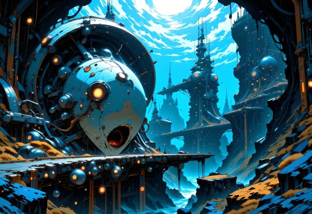Futuristic underwater military base in the oceanic depts