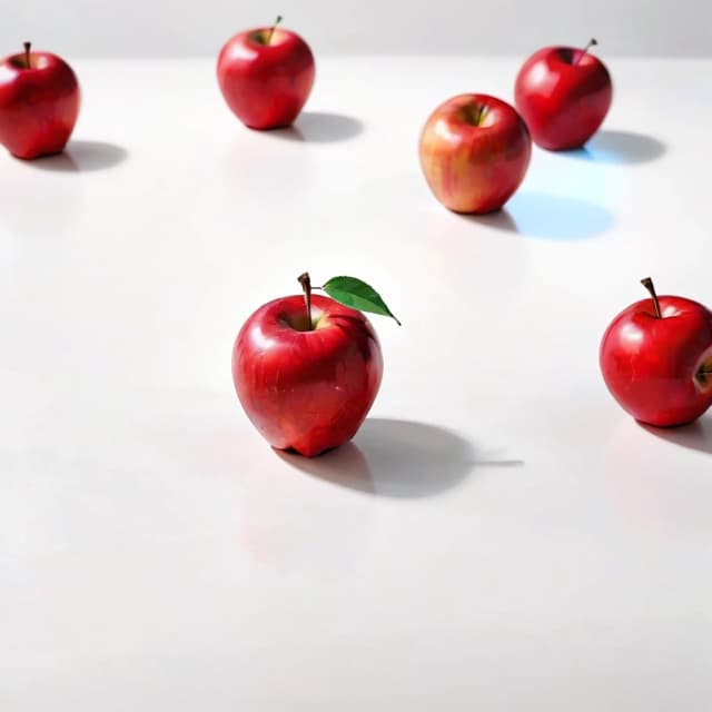 a red apple on a white table