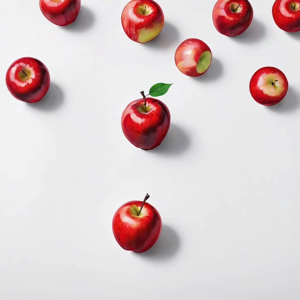 a red apple on a white table