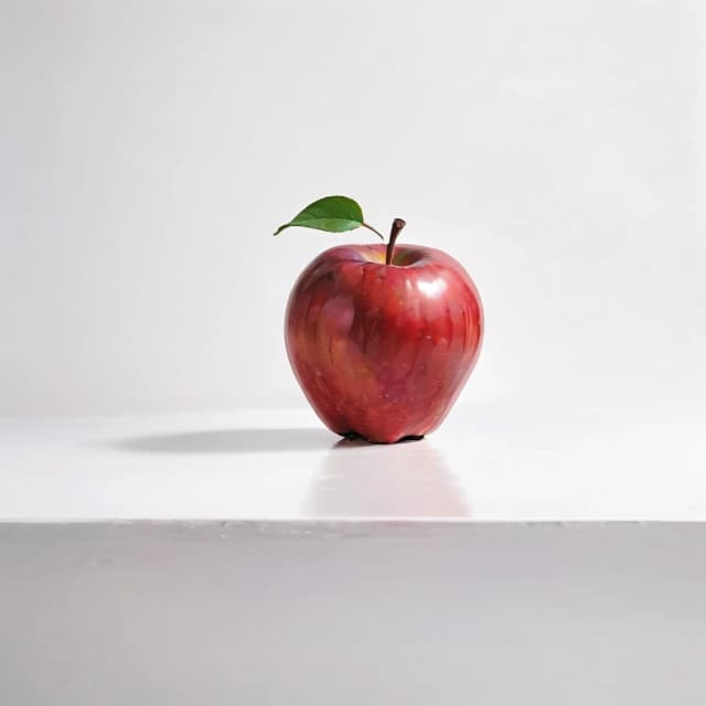 a red apple on a white table