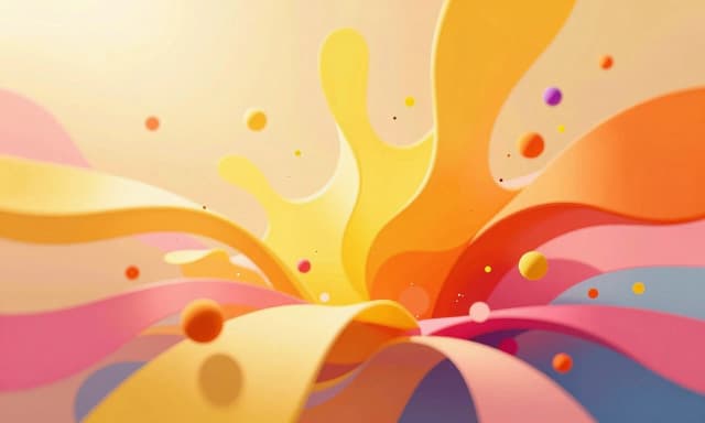 Create a high-quality image in реализм style based on: Радость
Визуальная абстракция чистой радости, множество ярких жёлтых, оранжевых и розовых форм взрываются из центра, мягкие ленты света переплетаются, мелкие цветные частицы создают ощущение танца, динамичная композиция, солнечное свечение, энергичный contemporary abstract art.. Aspect ratio: 16:9. photorealistic quality. thoughtful composition. Maximum detail, describe the smallest nuances, textures, lighting, atmosphere. Consider composition, color palette, lighting, textures. Add depth of field, atmospheric effects. 8K resolution.