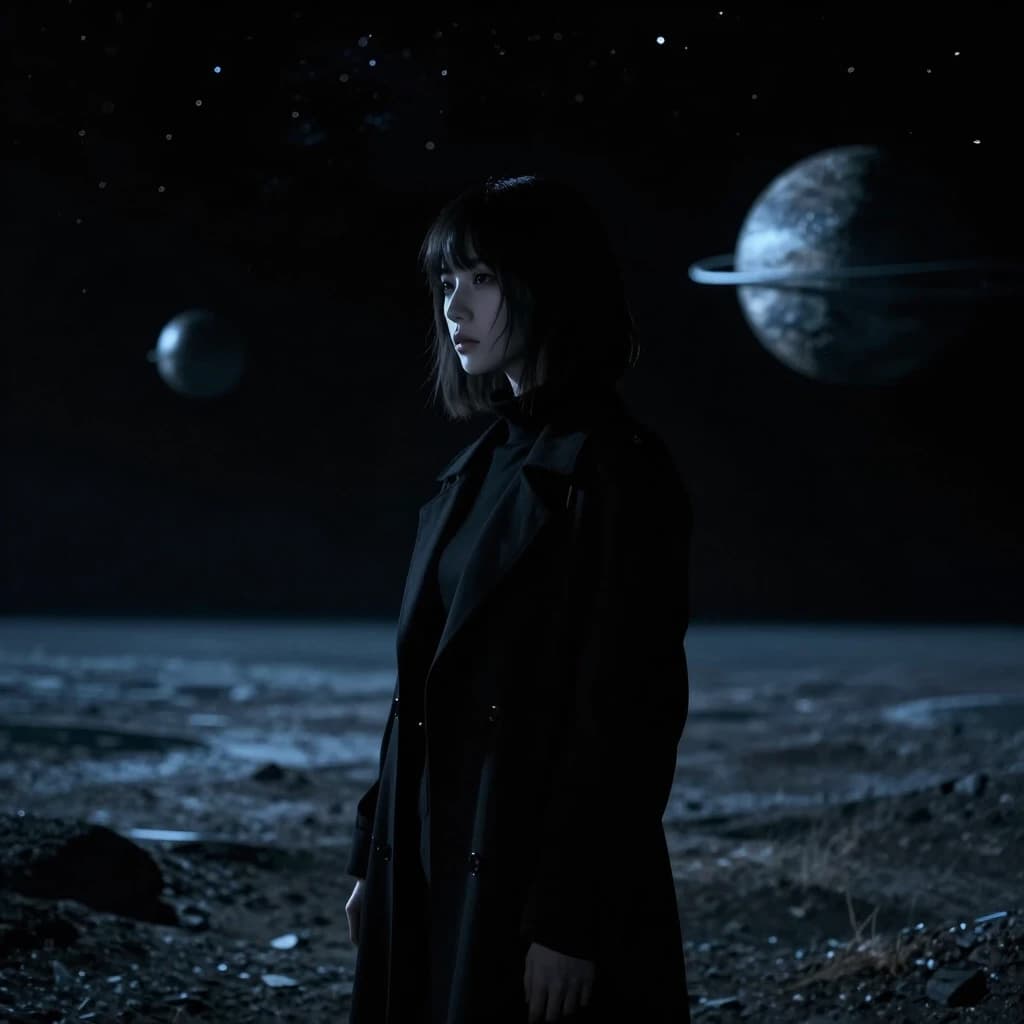 space cold void с девушкой на планете в мрачном сетинге