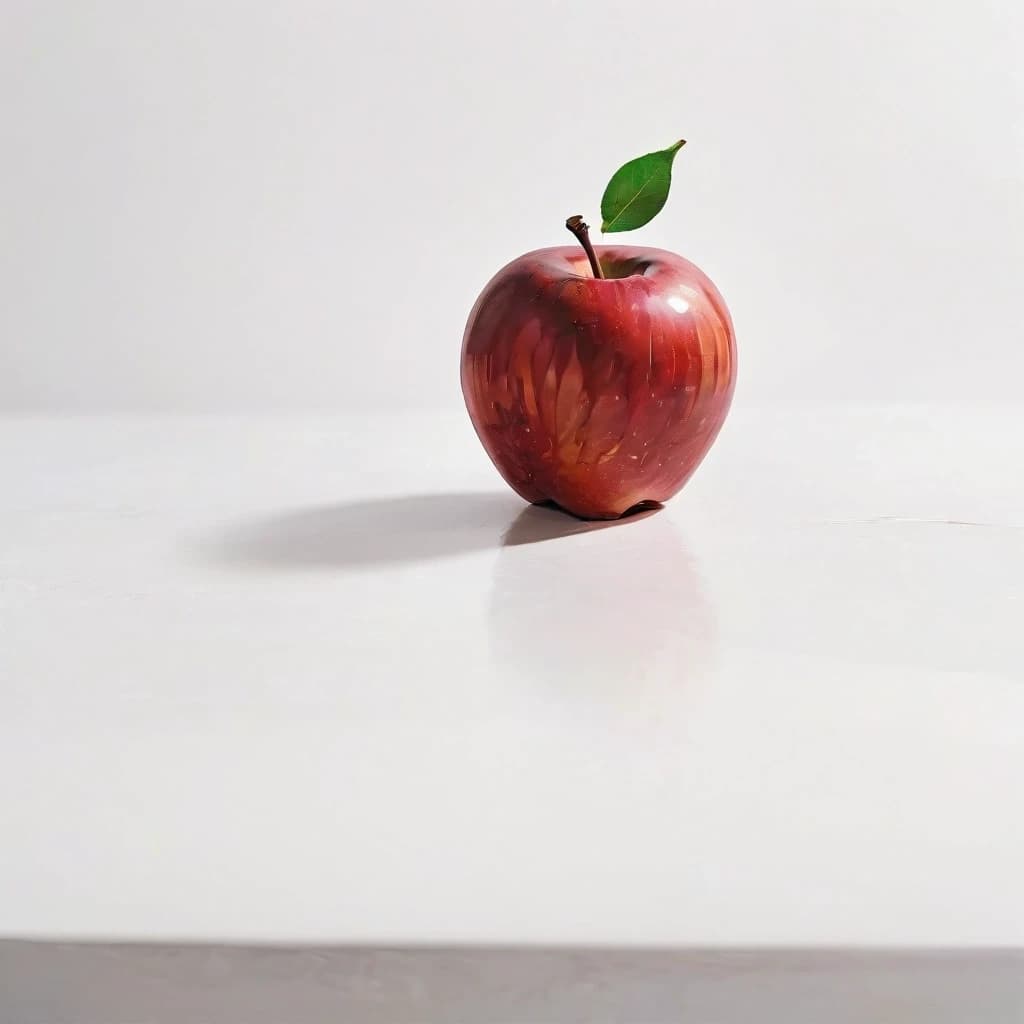 a red apple on a white table