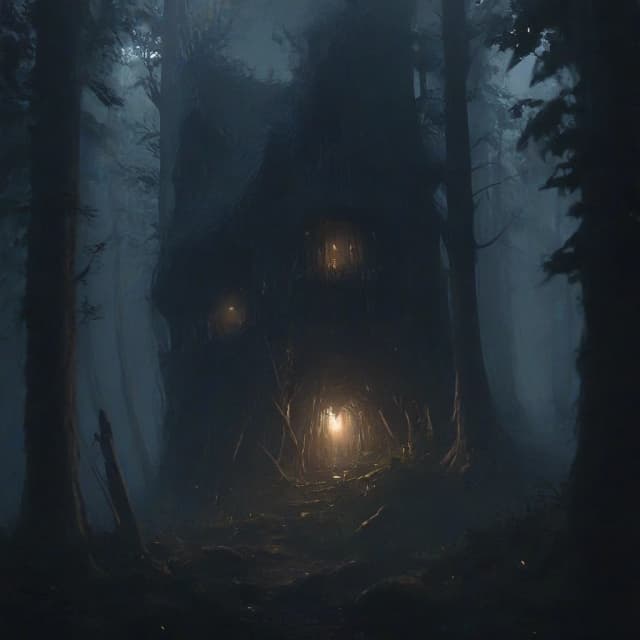 dark vilage in the forest