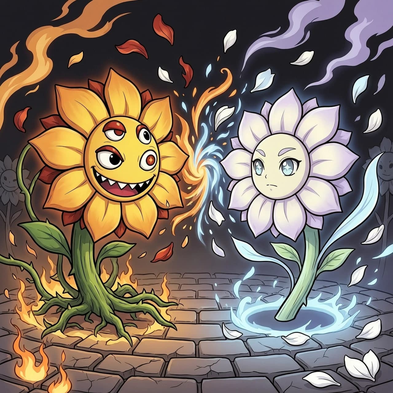 Game Deltarune, Flowey fighting against Flowery