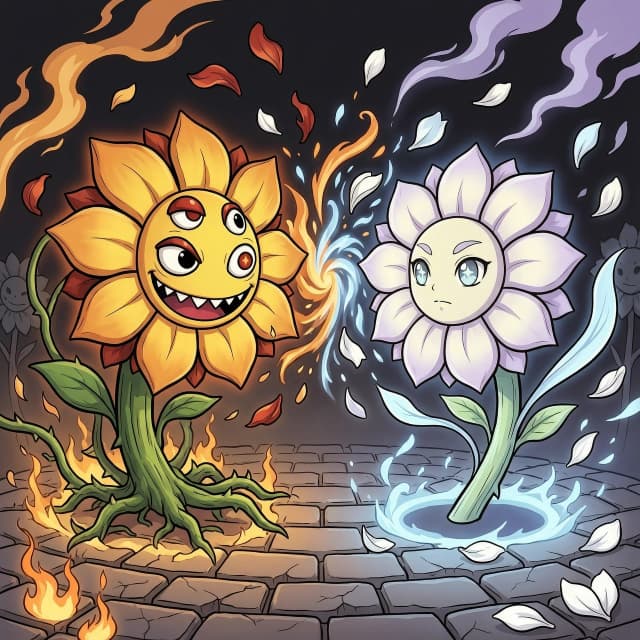 Game Deltarune, Flowey fighting against Flowery