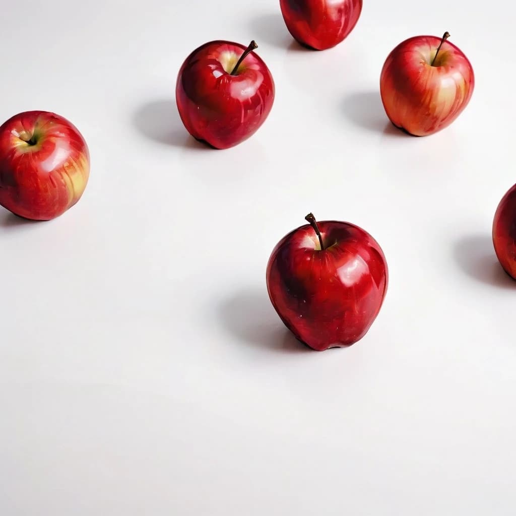 a red apple on a white table